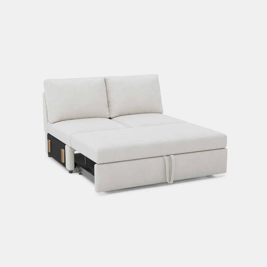 Misty-White-/-Chenille-Module-Pullout Loveseat