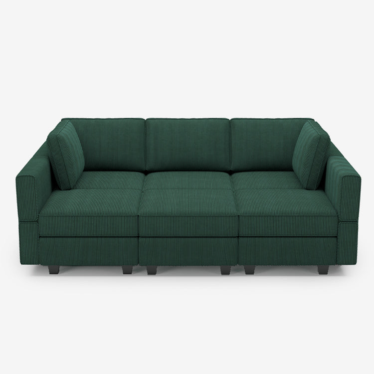 Belffin 6 Seats + 7 Sides Modular Wide Corduroy Sleeper Sofa with Storage Seat