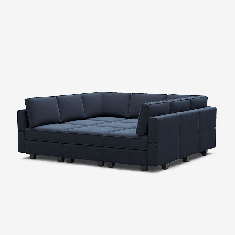 Belffin 9 Seats + 9 Sides Modular Velvet Sleeper Sofa with Storage Seat