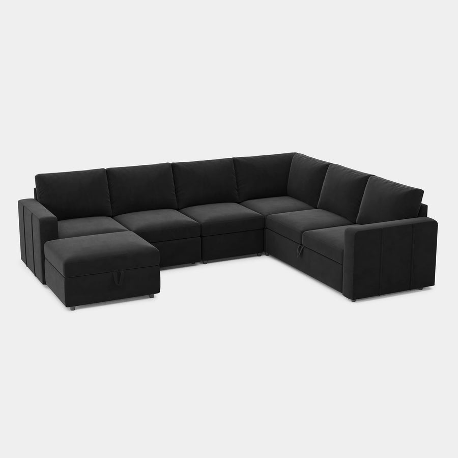 Ebony-Black-/-Velvet-7-Seat-L-Shaped-Double-Pullout-Sectional