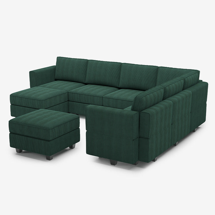 Belffin 7 Seats + 9 Sides Modular Corduroy Sofa with Storage Ottoman