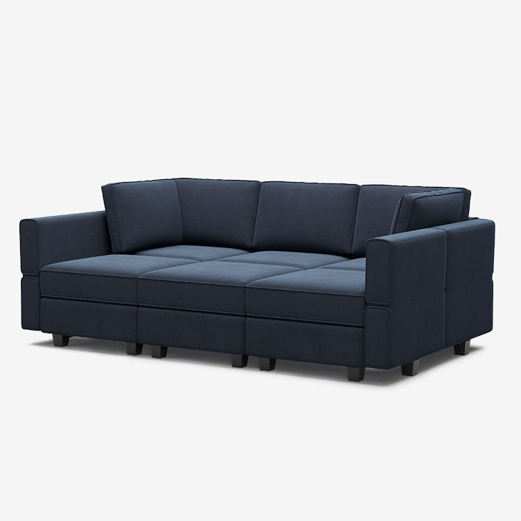 Belffin 6 Seats + 7 Sides Modular Velvet Sleeper Sofa with Storage Seat
