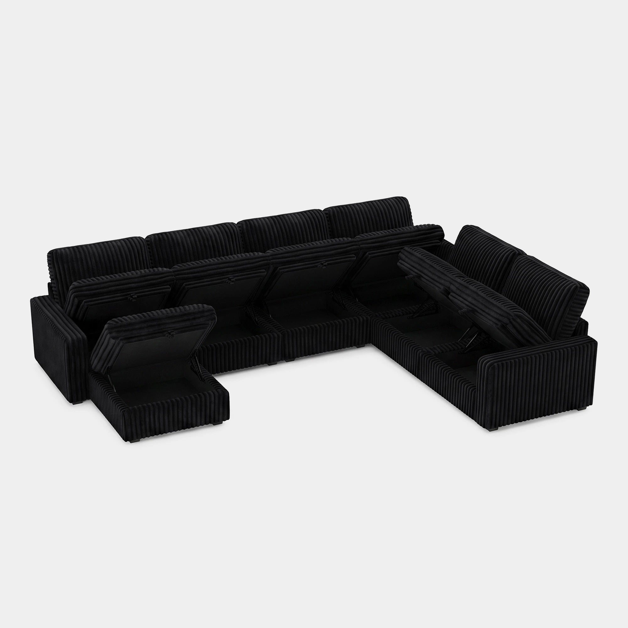 Obsidian-Black-/-Corduroy-7-Seat-U-Shaped-Sectional
