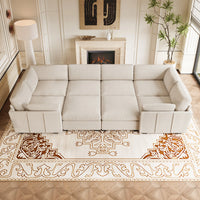 Misty-White-/-Chenille-8-Seat-Wraparound-Pit-Sectional