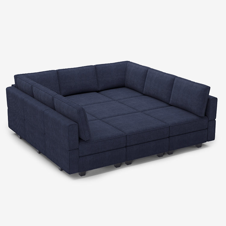 Belffin 9 Seats + 9 Sides Modular Corduroy Sleeper Sofa with Storage Seat