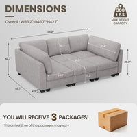 Flagstone-Grey-/-Terry-3-Seat-Sleeper-Sofa-dimension
