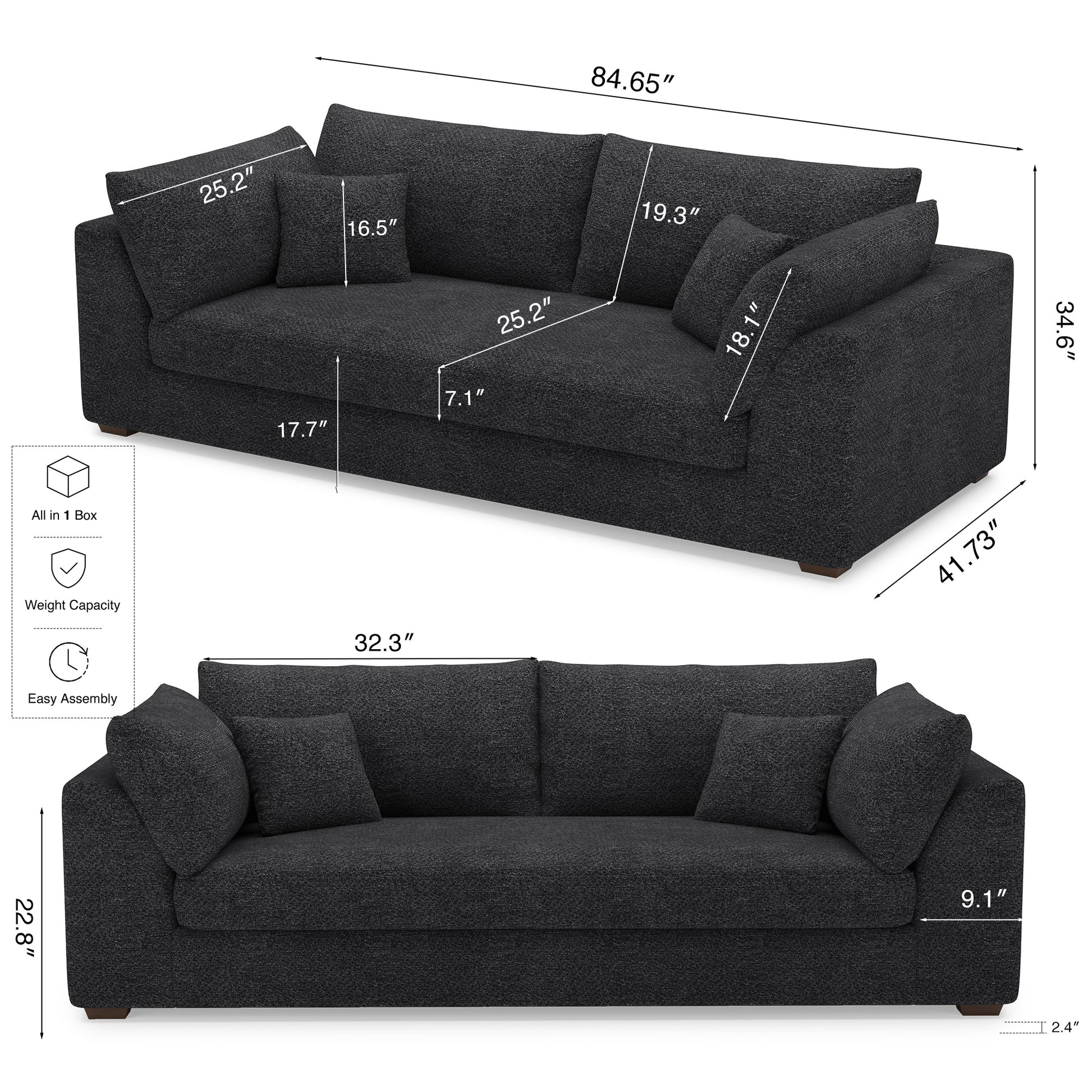 Graphite-Grey-/-Chenille-Loveseat