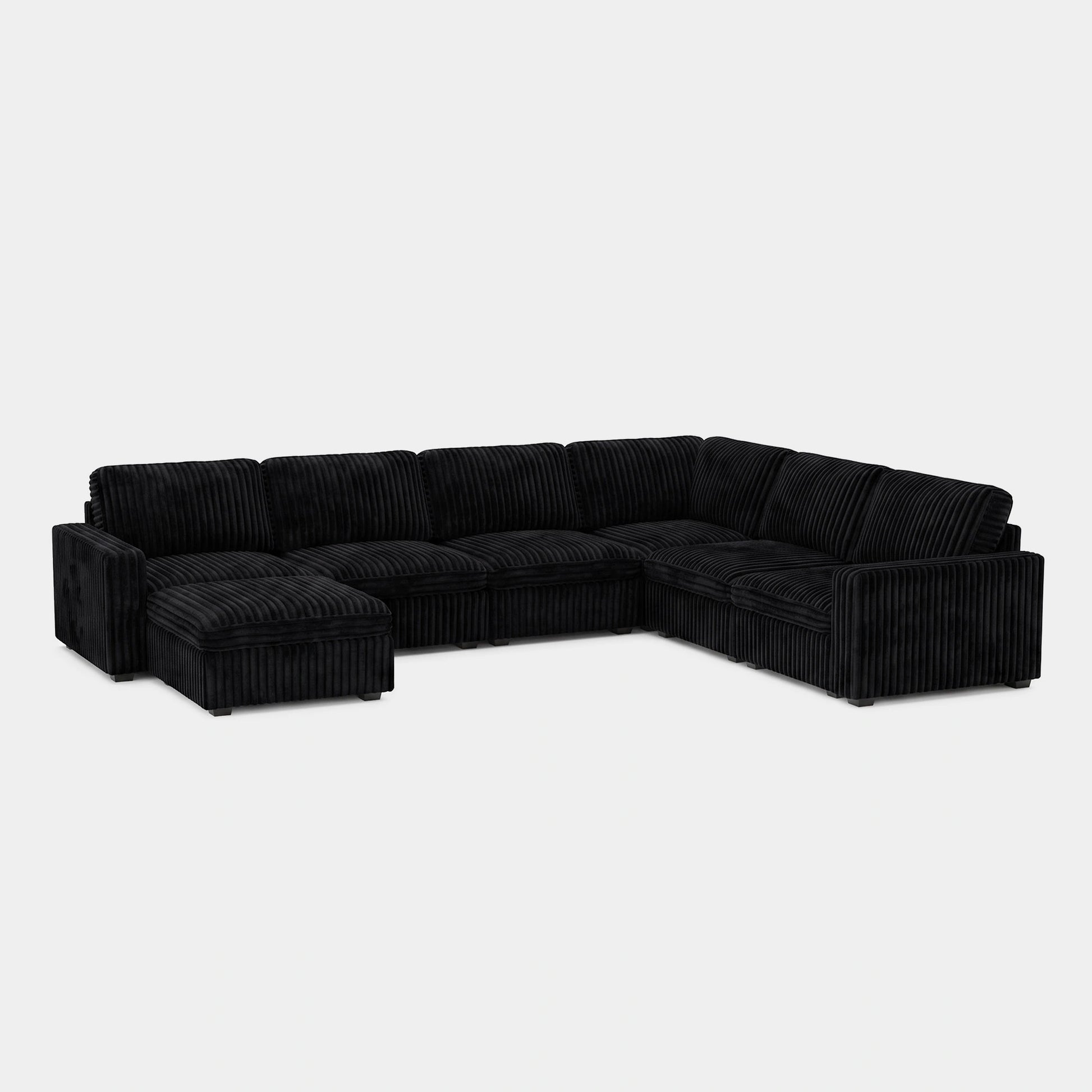 Obsidian-Black-/-Corduroy-7-Seat-U-Shaped-Sectional