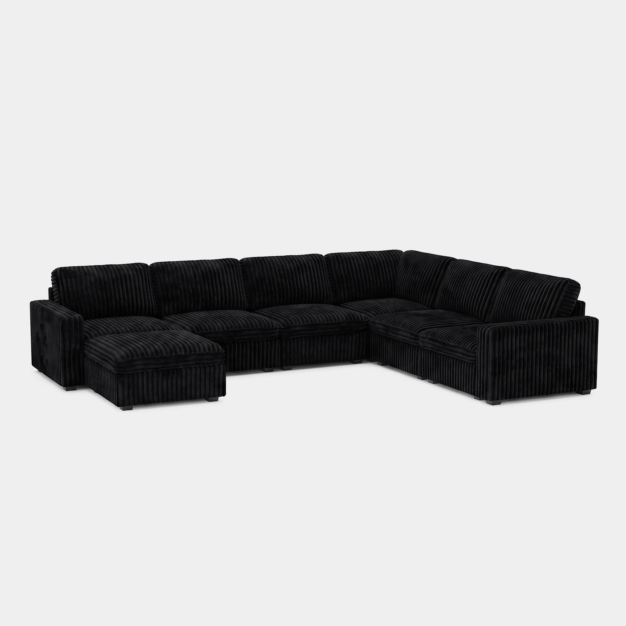 Obsidian-Black-/-Corduroy-7-Seat-U-Shaped-Sectional