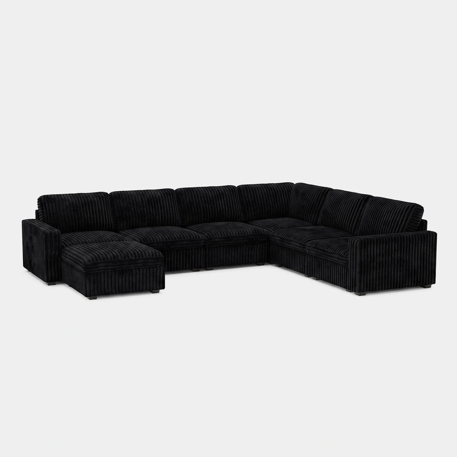 Onyx-Black-/-Corduroy-7-Seat-U-Shaped-Sectional