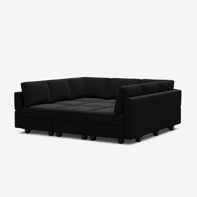 Belffin 9 Seats + 9 Sides Modular Velvet Sleeper Sofa with Storage Seat