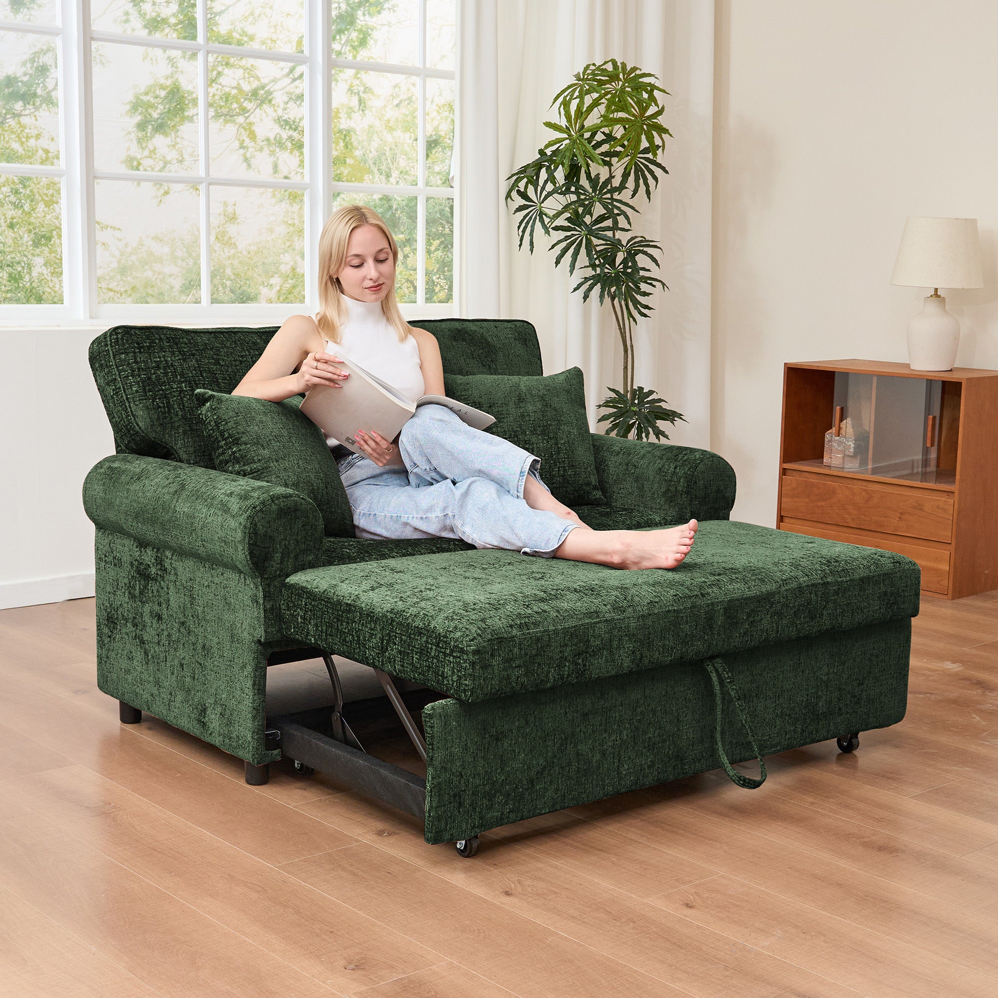 Chenille-round-arm-Moss-Green