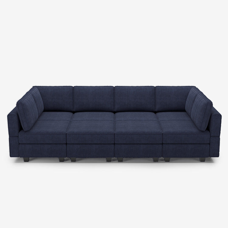 Belffin 8 Seats + 8 Sides Modular Corduroy Sleeper Sofa with Storage Seat