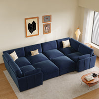 Navy-Blue-/-Velvet-8-Seat-Wraparound-Pit-Sectional