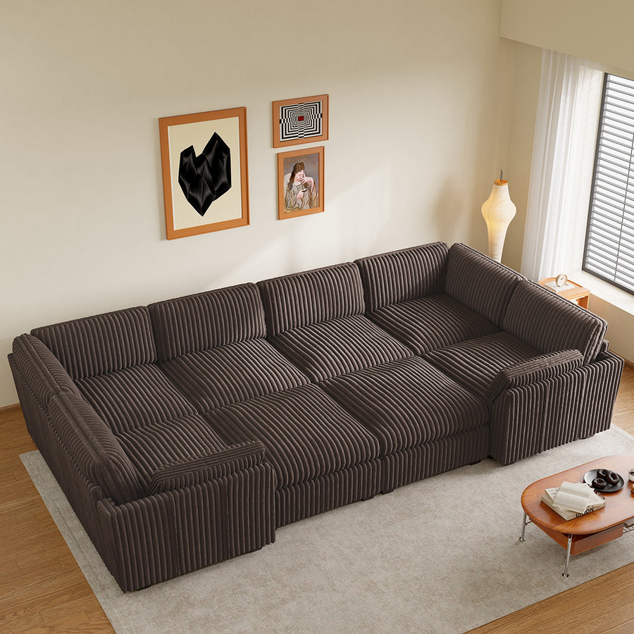 Mink-Brown-/-Corduroy-8-Seat-Wraparound-Pit-Sectional