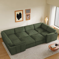 Olivewood-Green-/-Corduroy-8-Seat-Wraparound-Pit-Sectional