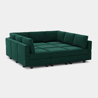 Pine-Green-/-Velvet-9-Seat-Pit-Sectional
