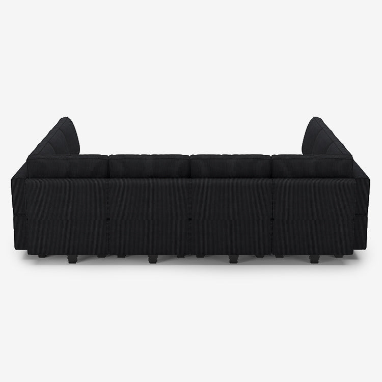 Belffin 10 Seats + 10 Sides Modular Wide Corduroy Sleeper Sofa with Storage Seat