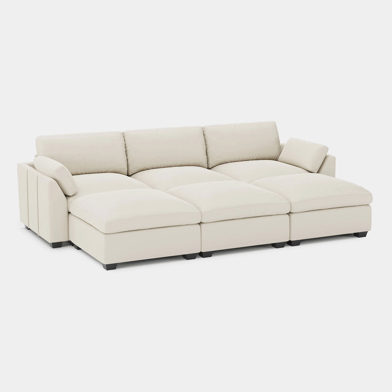 Cosmic-Latte-/-Velvet-6-Seat-Open-Pit-Sectional