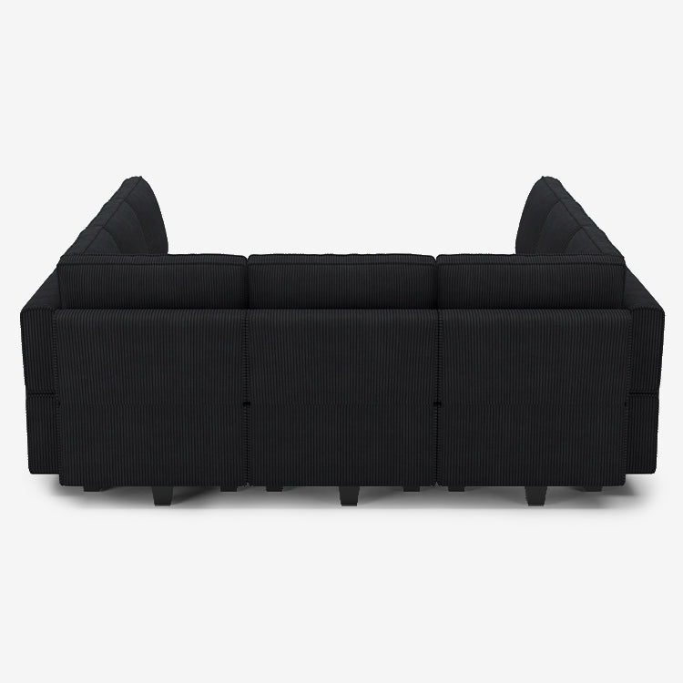 Belffin 9 Seats + 9 Sides Modular Corduroy Sleeper Sofa with Storage Seat