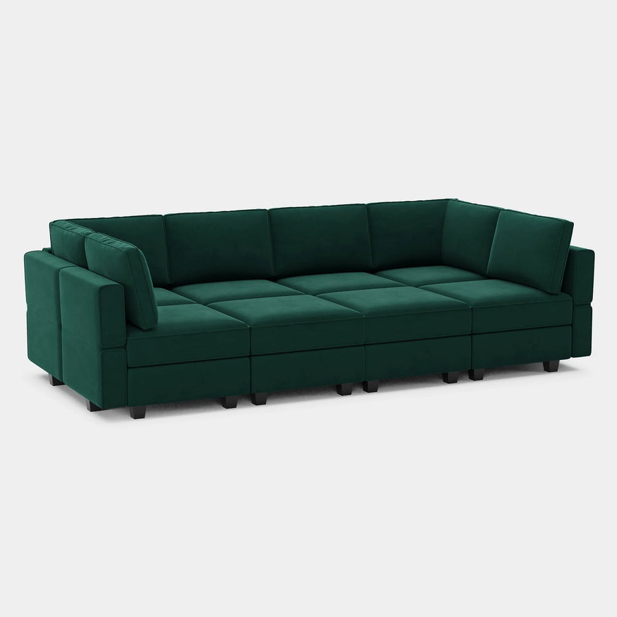 Pine-Green-/-Velvet-8-Seat-Pit-Sectional
