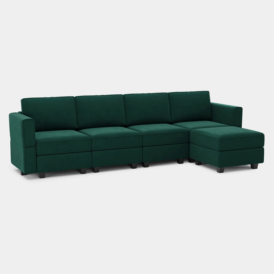 Pine-Green-/-Velvet-5-Seat-L-Shaped-Sectional