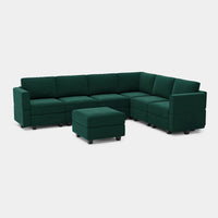 Pine-Green-/-Velvet-7-Seat-L-Shaped-Sectional