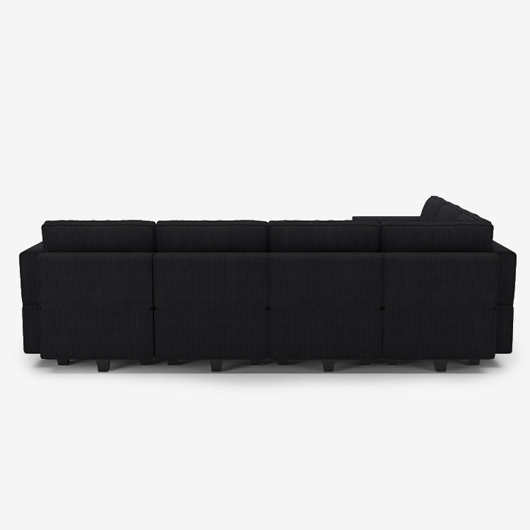 Belffin 7 Seats + 9 Sides Modular Corduroy Sofa with Storage Ottoman