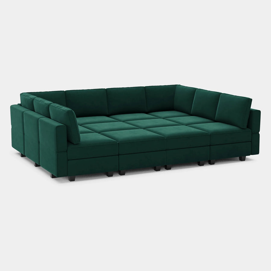 Pine-Green-/-Velvet-12-Seat-Pit-Sectional