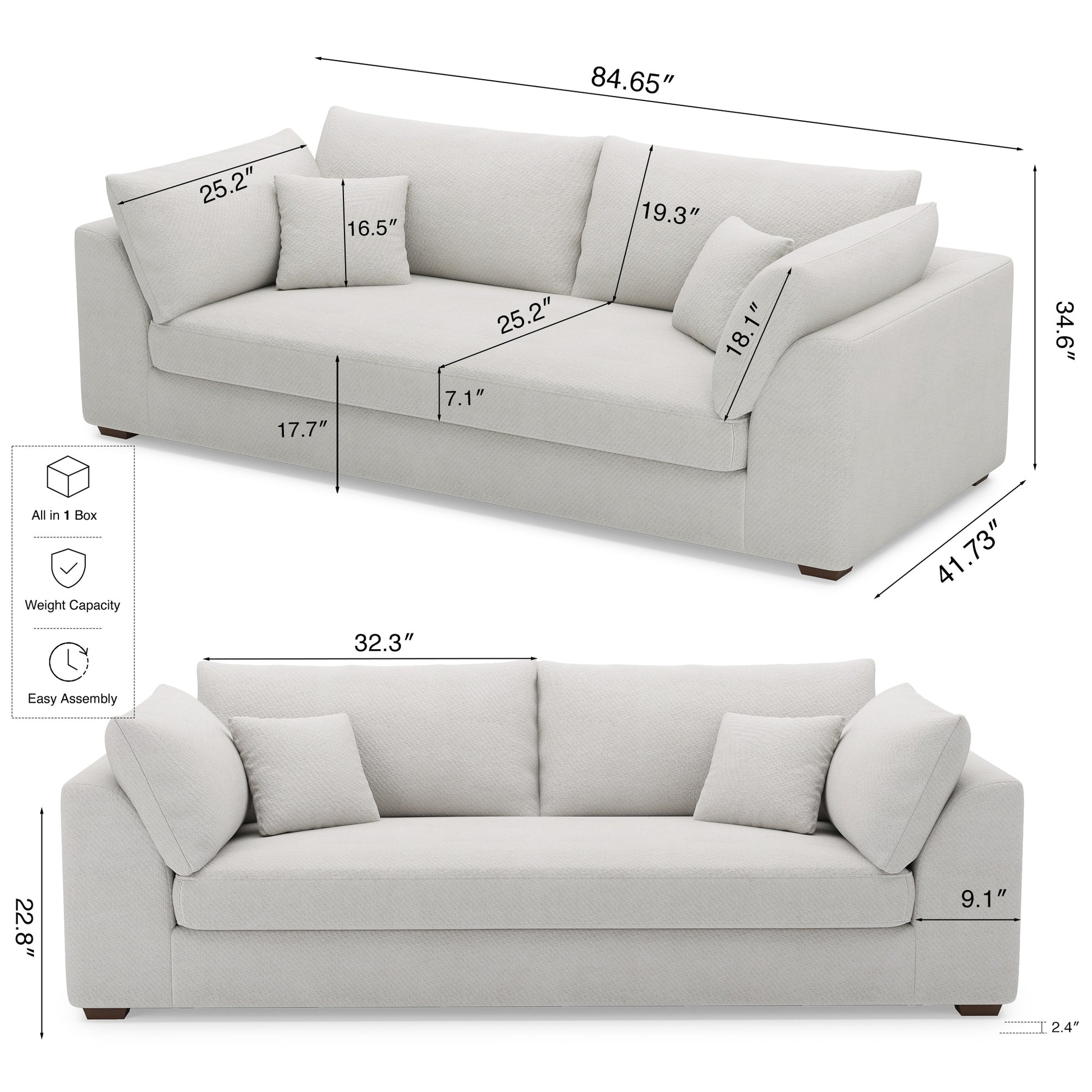 Misty-White-/-Chenille-Loveseat