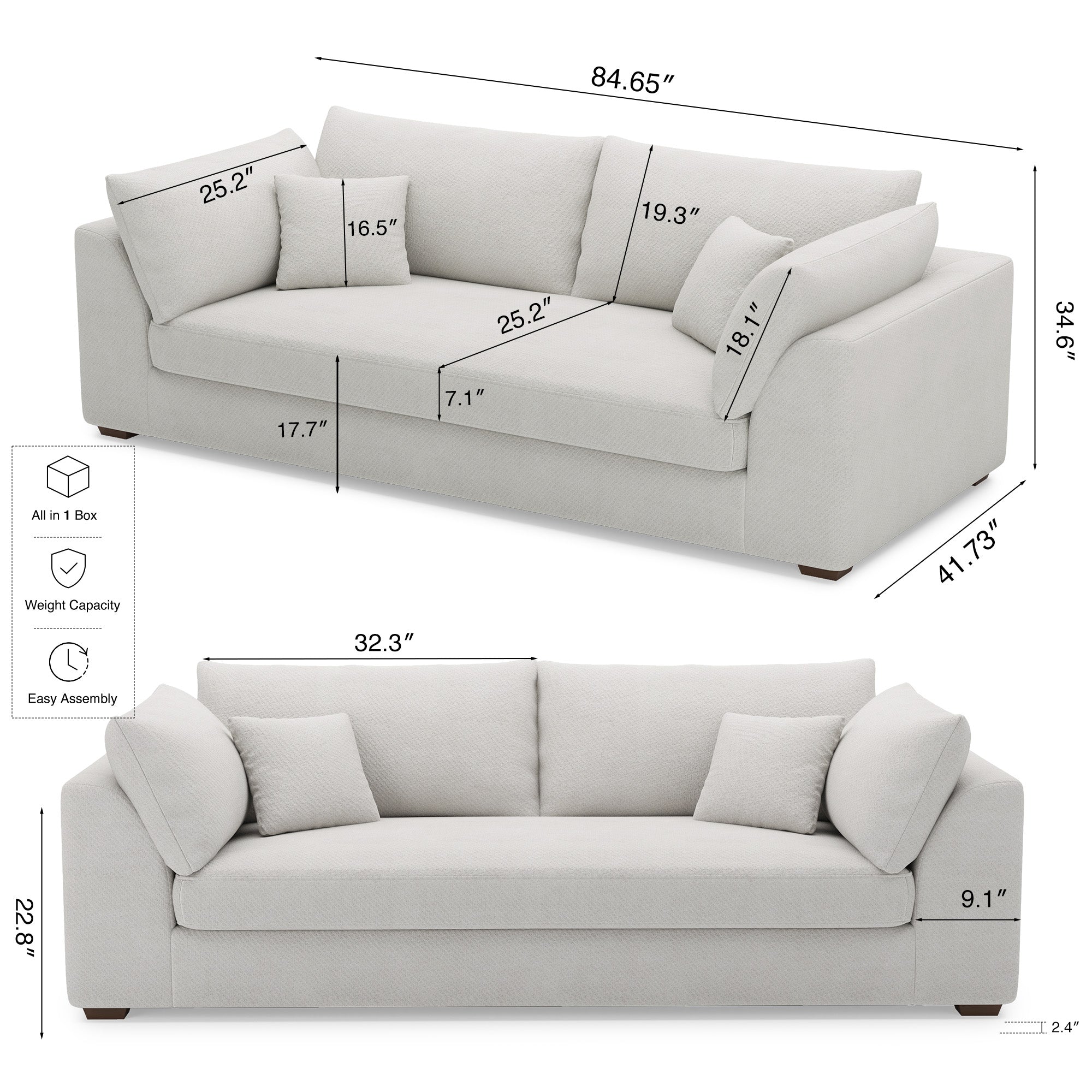 Misty-White-/-Chenille-Loveseat