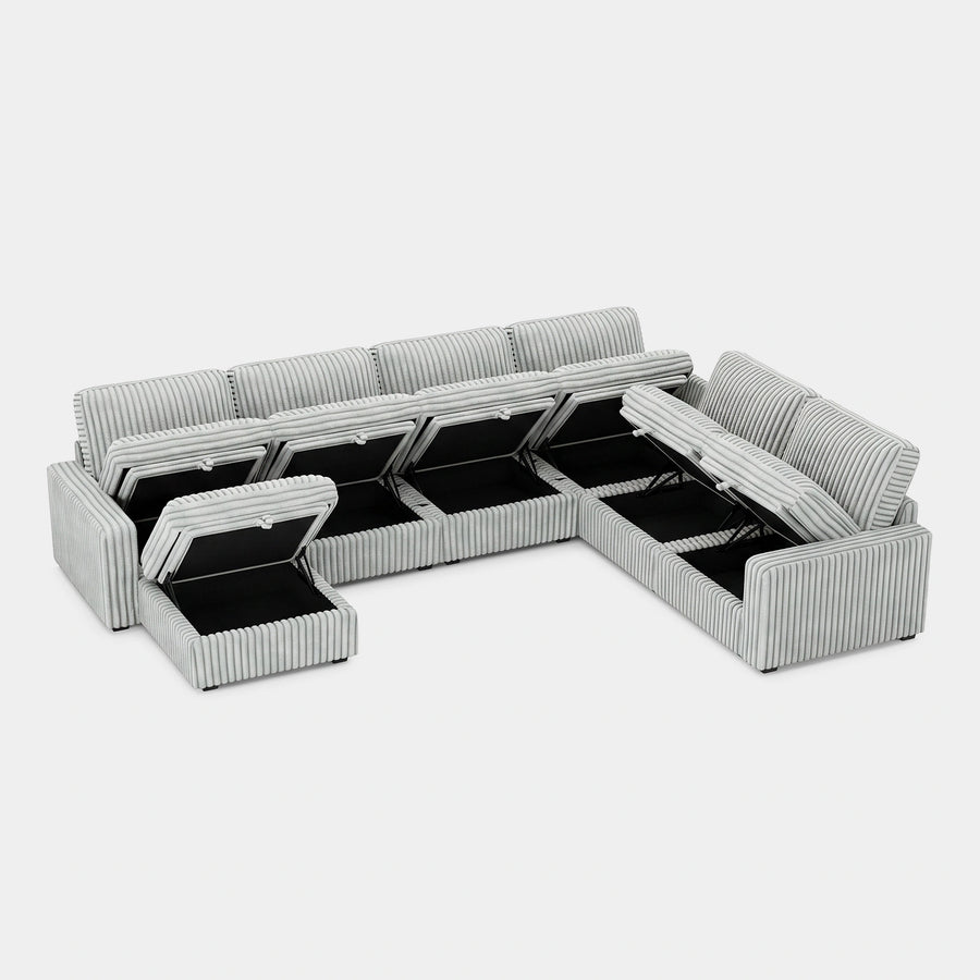 Cloud-Grey-/-Corduroy-7-Seat-U-Shaped-Sectional