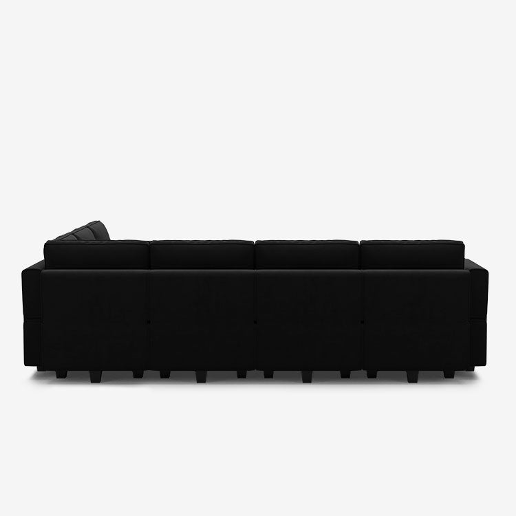 Belffin 6 Seats + 9 Sides Modular Velvet Corner Sofa with Storage Seat and Ottoman