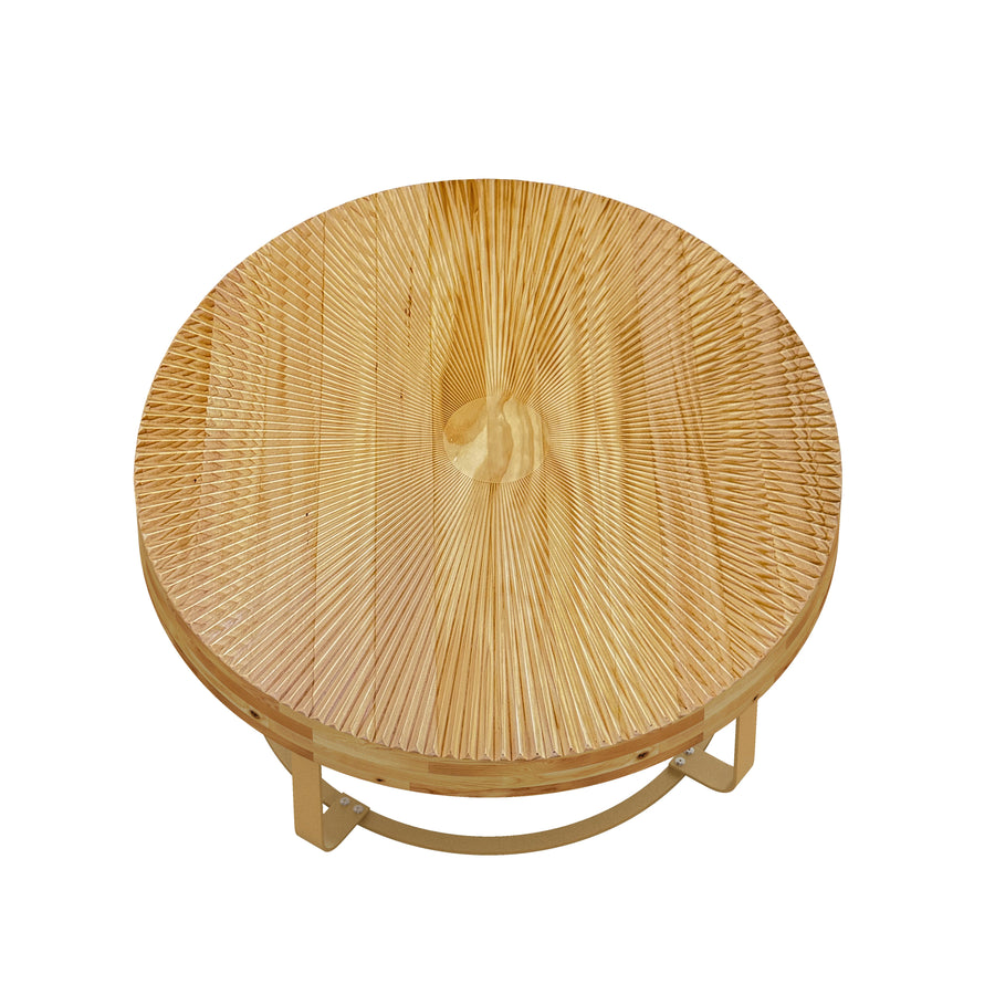 Modern Wooden Carving Pattern Coffee Table with Metal Legs BSN