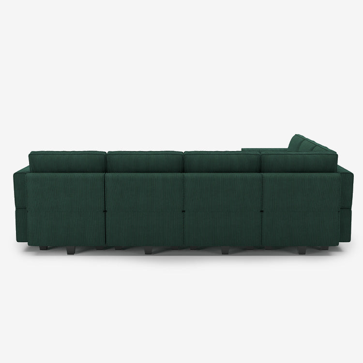 Belffin 7 Seats + 9 Sides Modular Wide Corduroy Sofa with Storage Ottoman