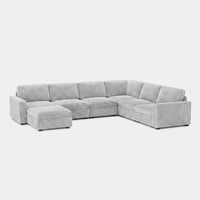 Cloud-Grey-/-Corduroy-7-Seat-U-Shaped-Sectional