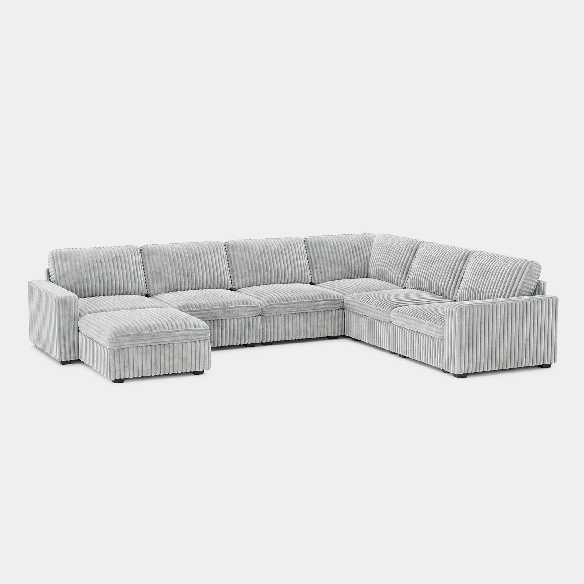 Cloud-Grey-/-Corduroy-7-Seat-U-Shaped-Sectional