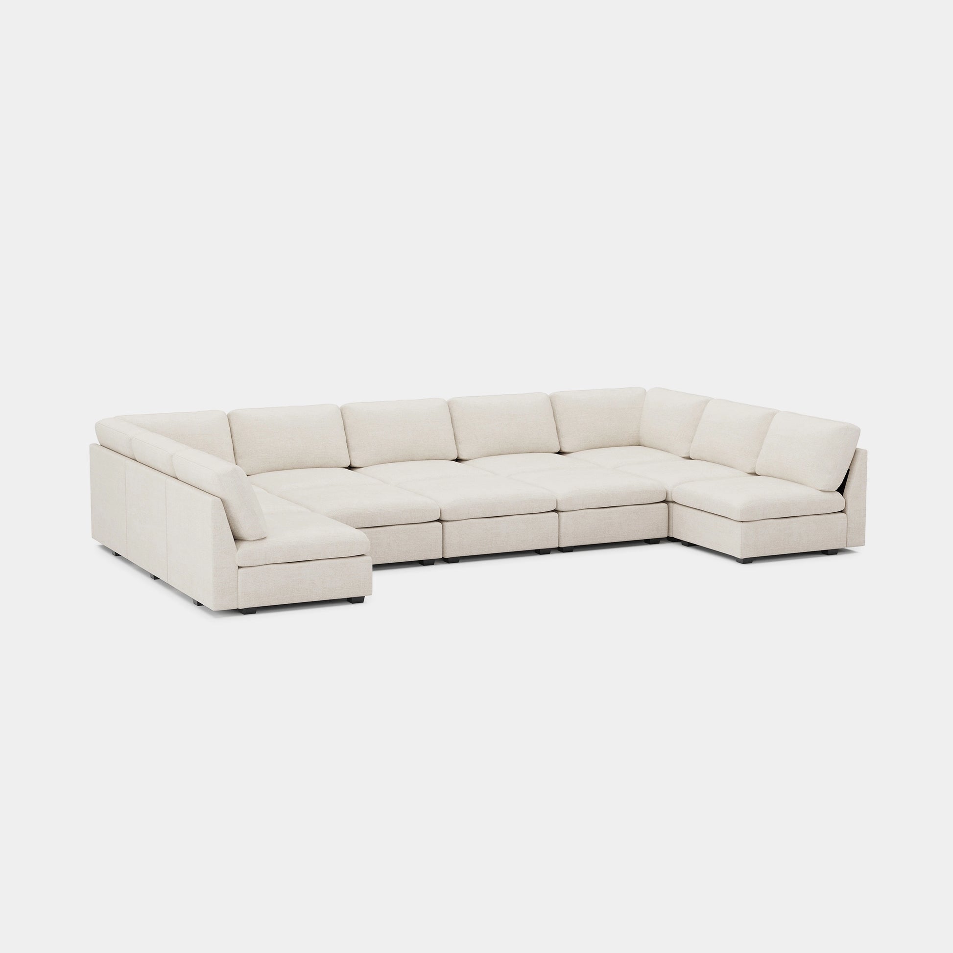 Misty-White-/-Chenille-12-Seat-U-Shaped-Pit-Sectional