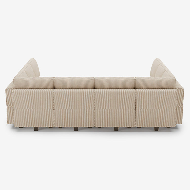 Belffin 10 Seats + 10 Sides Modular Wide Corduroy Sleeper Sofa with Storage Seat