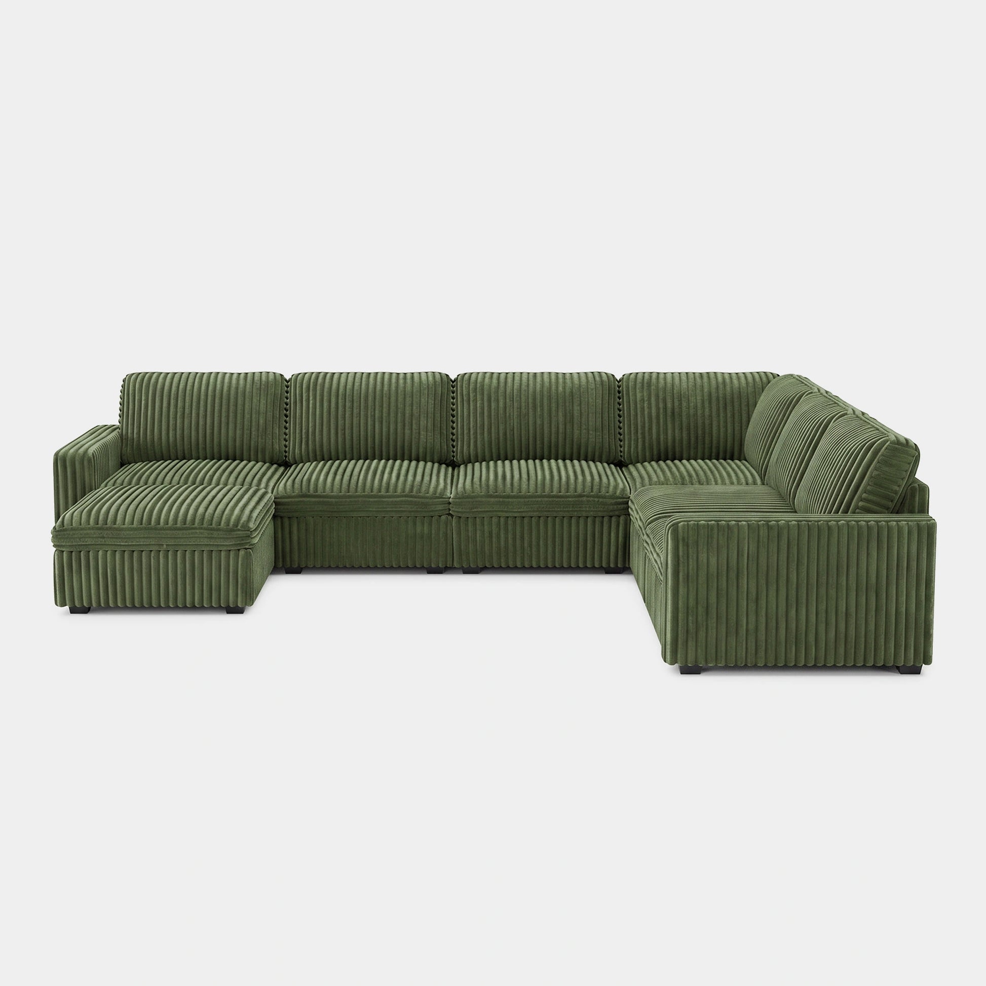 Olivewood-Green-/-Corduroy-7-Seat-U-Shaped-Sectional