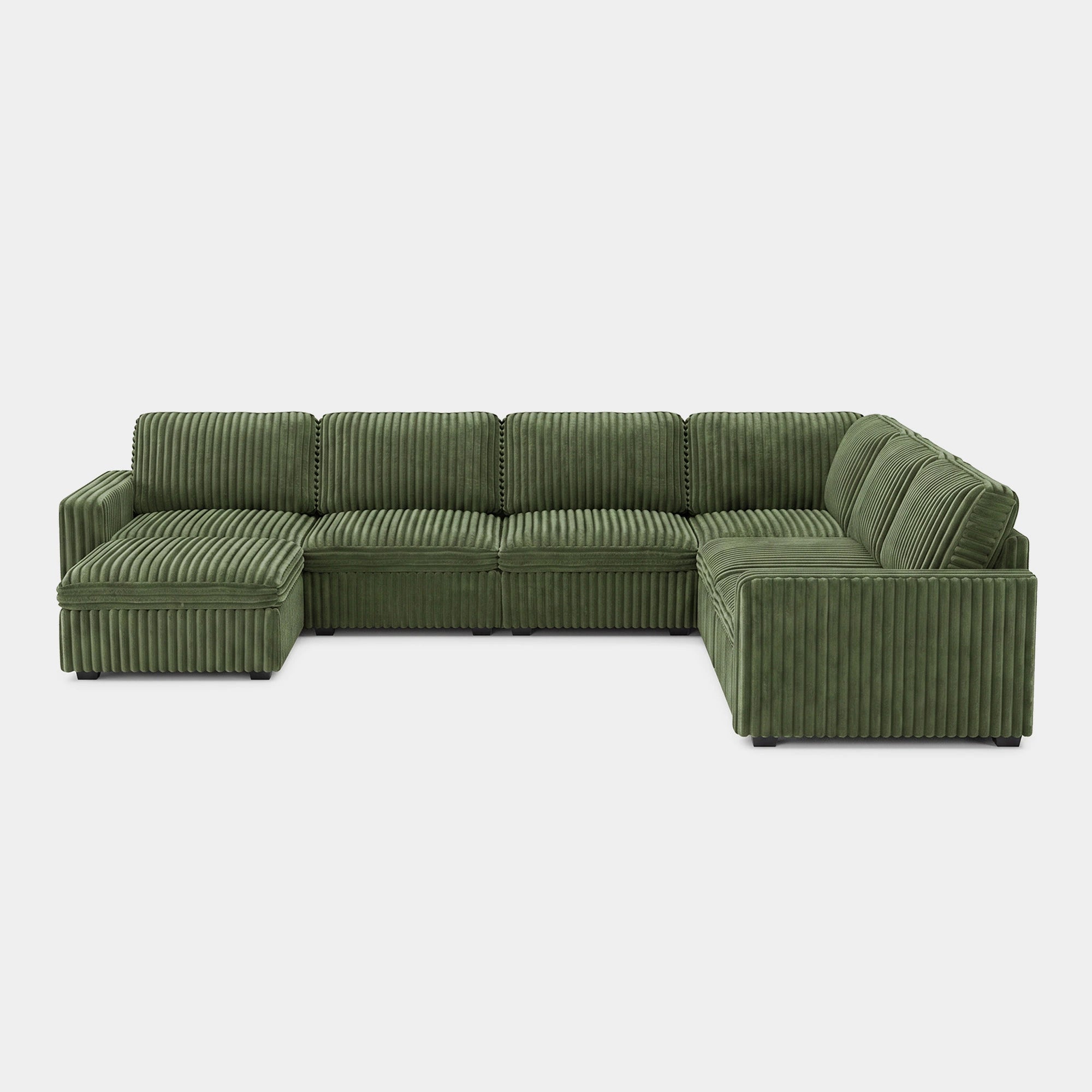 Olivewood-Green-/-Corduroy-7-Seat-U-Shaped-Sectional