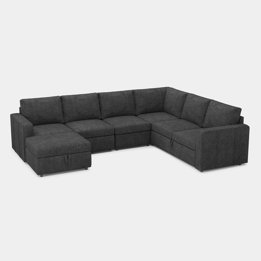 Graphite-Grey-/-Chenille-7-Seat-L-Shaped-Double-Pullout-Sectional