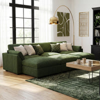Olivewood-Green-/-Corduroy-6-Seat-Open-Pit-Sectional