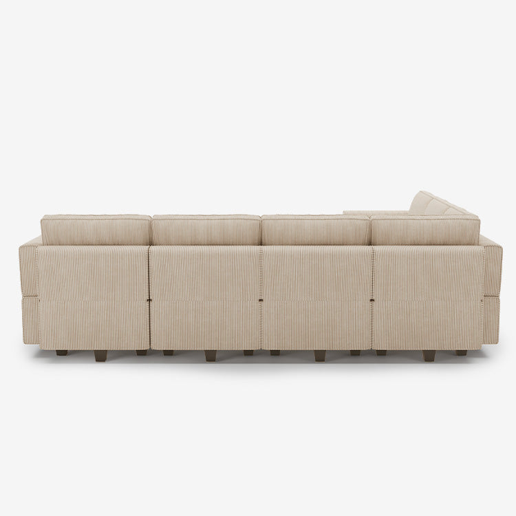 Belffin 7 Seats + 9 Sides Modular Corduroy Sofa with Storage Ottoman