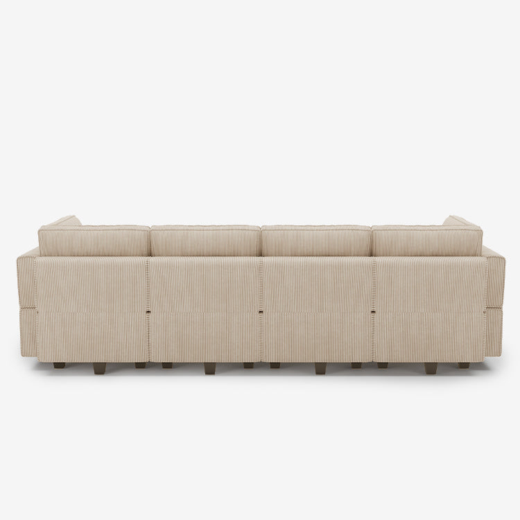 Belffin 6 Seats + 8 Sides Modular Wide Corduroy Sofa with Storage Seat