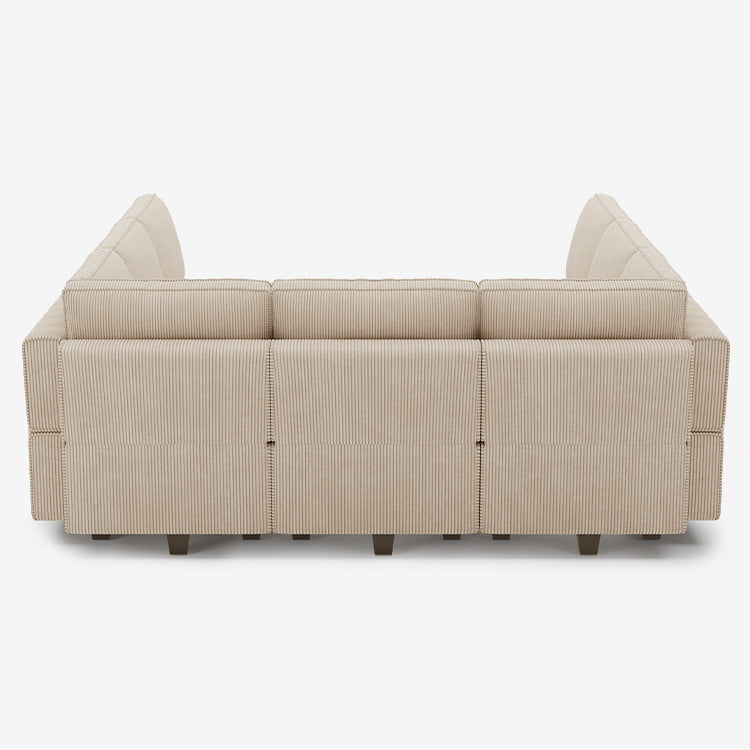 Belffin 9 Seats + 9 Sides Modular Corduroy Sleeper Sofa with Storage Seat