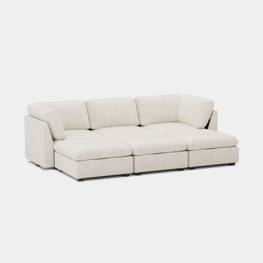 Misty-White-/-Chenille-6-Seat-Open-Pit-Sectional