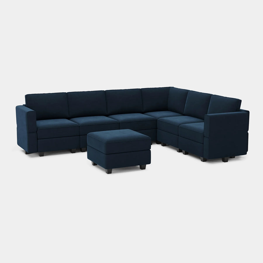 Navy-Blue-/-Velvet-7-Seat-L-Shaped-Sectional
