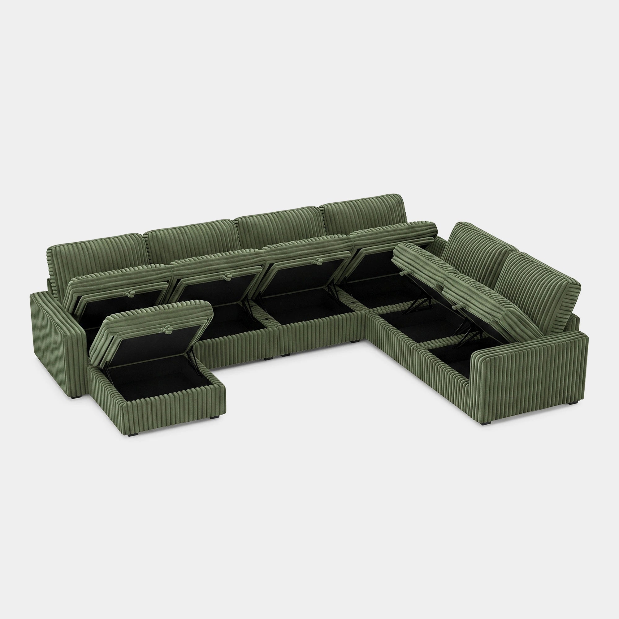 Olivewood-Green-/-Corduroy-7-Seat-U-Shaped-Sectional