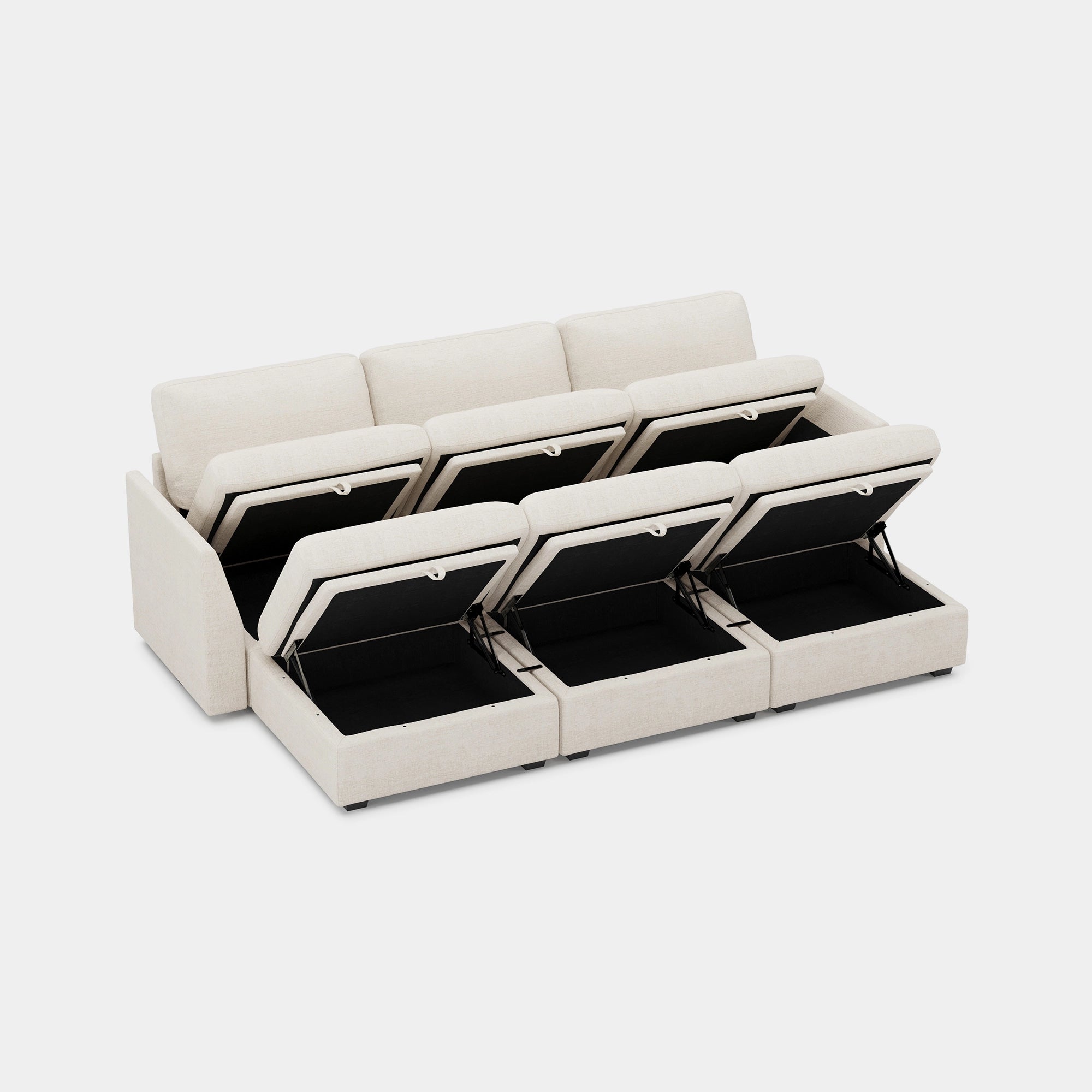 Misty-White-/-Chenille-6-Seat-Open-Pit-Sectional